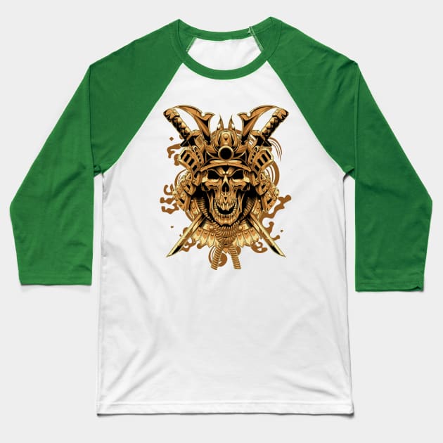 Skull samurai Baseball T-Shirt by Chack Loon